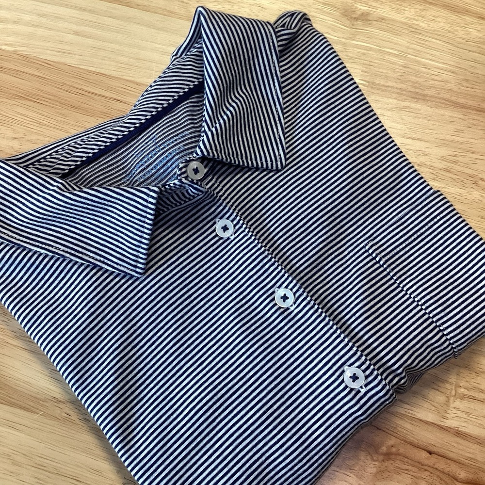 Vineyard Vines Navy and White Striped Short Sleeve Polo 👕